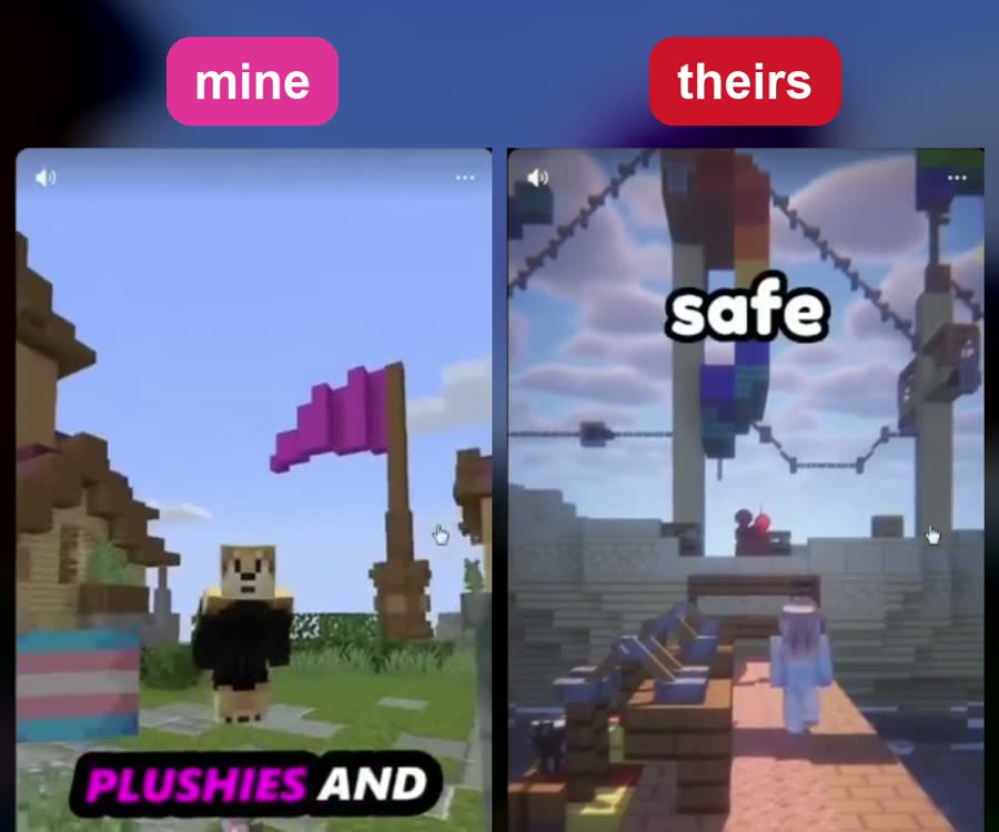 A second moment from whiscey's TikTok and FruitySMP's TikTok side by side